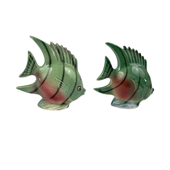 VTG Colorful Fish Salt & Pepper Shakers Stopper Ceramic Japan Mid Century Modern - Picture 1 of 11